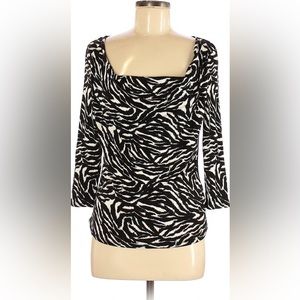 Michael Kors, medium petite zebra print, 3/4 sleeve cowl neck stretchy top